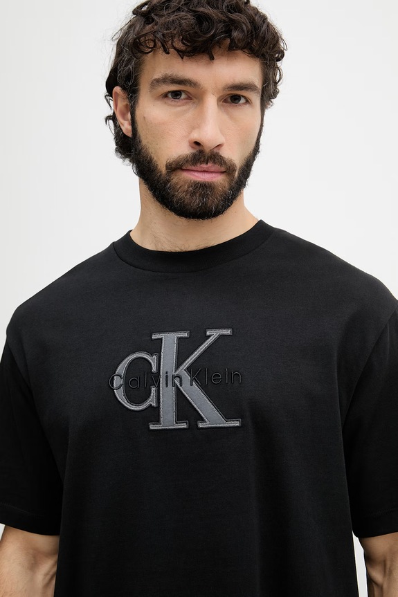 Calvin Klein Jeans tričko pánske bavlnené čierna LV04RF819G