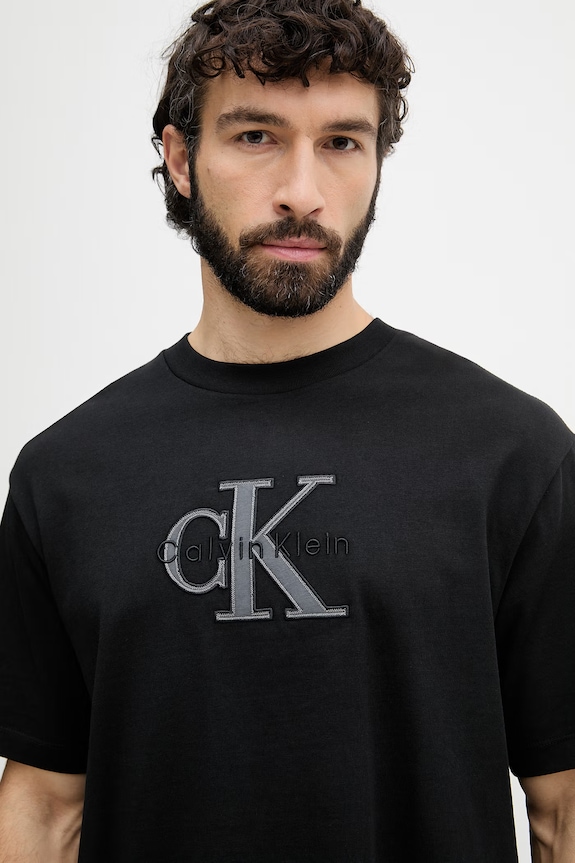 Calvin Klein Jeans tričko pánske bavlnené čierna LV04RF819G