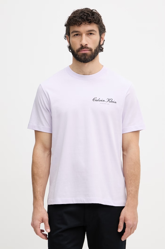 Calvin Klein Jeans tričko pánske bavlnené fialová LV04RF822G