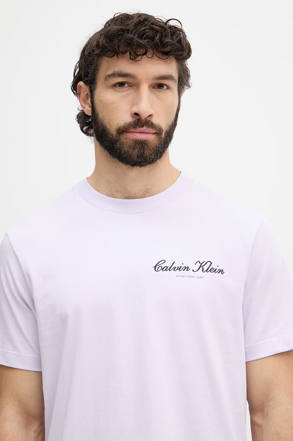 Calvin Klein Jeans tričko pánske bavlnené fialová LV04RF822G