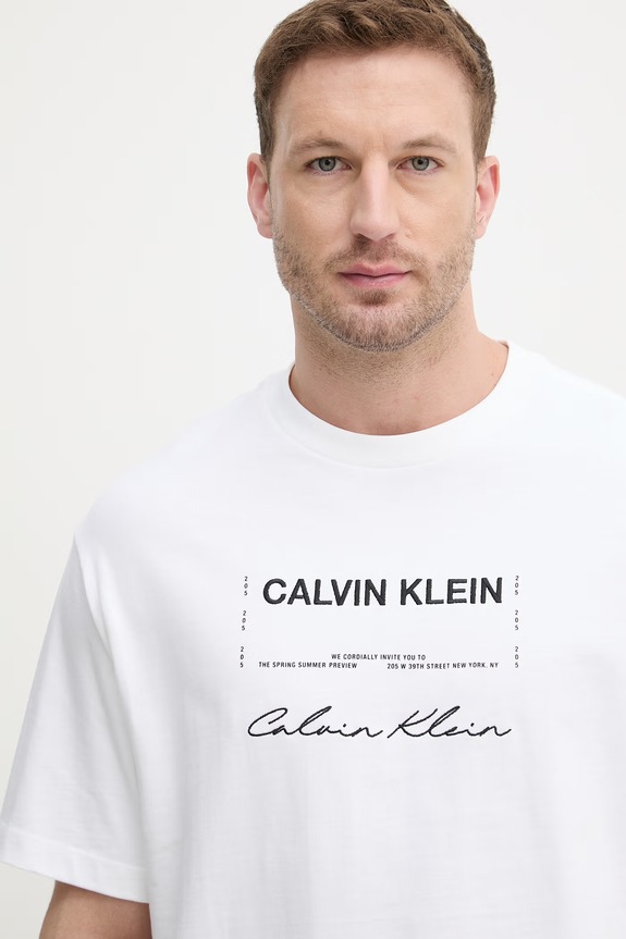 Calvin Klein Jeans tričko pánske bavlnené biela LV04RE827G