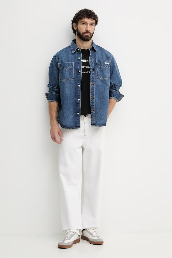 Calvin Klein Jeans tričko pánske bavlnené LV04RE827G čierna SS26