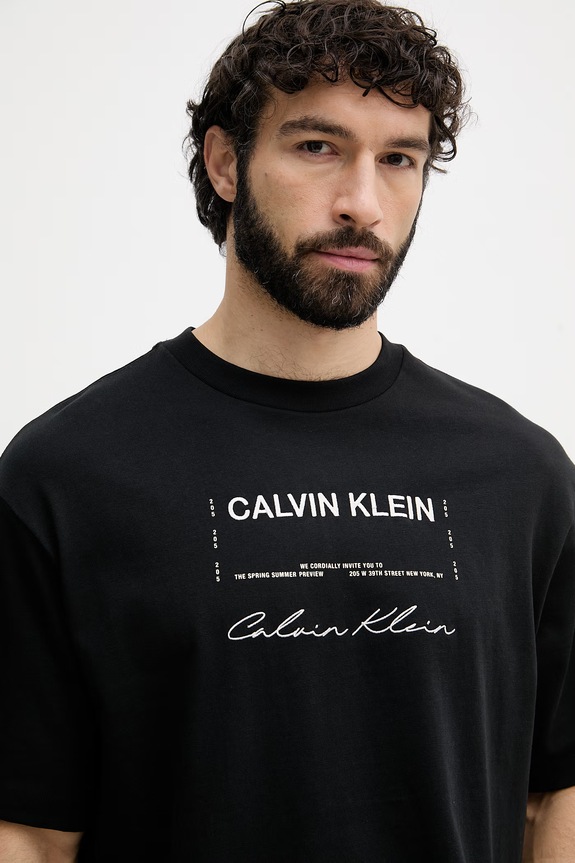 Calvin Klein Jeans tričko pánske bavlnené čierna LV04RE827G