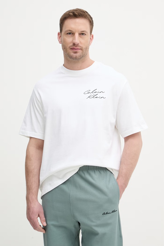 Oblečenie Calvin Klein Jeans tričko pánske bavlnené LV04RE828G béžová