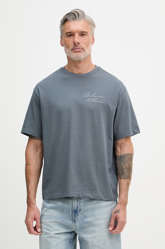 Calvin Klein Jeans tričko pánske bavlnené sivá LV04RE828G