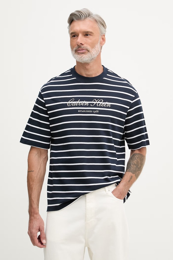 Calvin Klein Jeans tričko pánske bavlnené tmavomodrá LV04RF204G