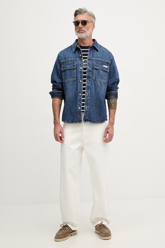 Calvin Klein Jeans tričko pánske bavlnené LV04RF204G tmavomodrá SS26