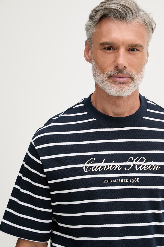 Calvin Klein Jeans tričko pánske bavlnené tmavomodrá LV04RF204G