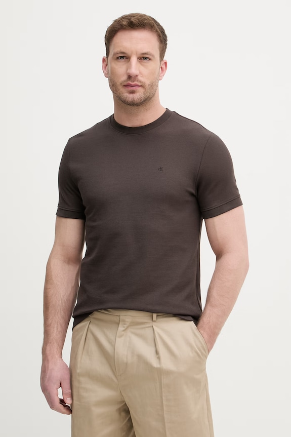 Calvin Klein Jeans tričko pánske s bavlnou hnedá LV04RF206G