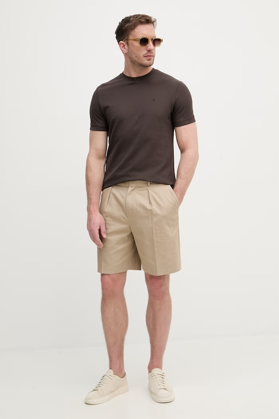 Calvin Klein Jeans tričko pánske s bavlnou LV04RF206G hnedá SS26