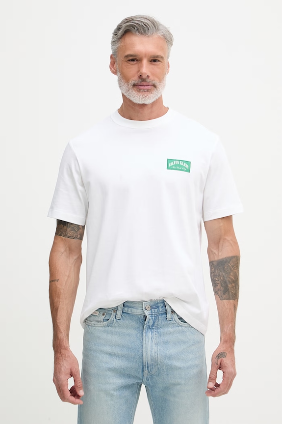 Calvin Klein Jeans tričko pánske bavlnené biela LV04RF294G