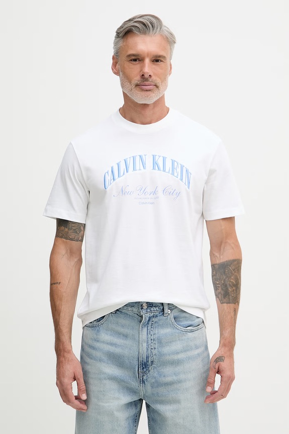 Calvin Klein Jeans tricou pentru bărbați, din bumbac alb LV04RF820G