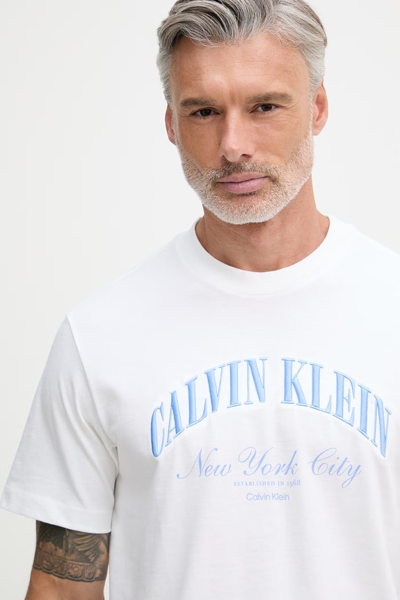 Calvin Klein Jeans tricou pentru bărbați, din bumbac alb LV04RF820G