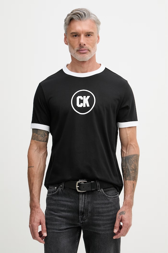 Calvin Klein Jeans tričko pánske bavlnené čierna LV04RF821G