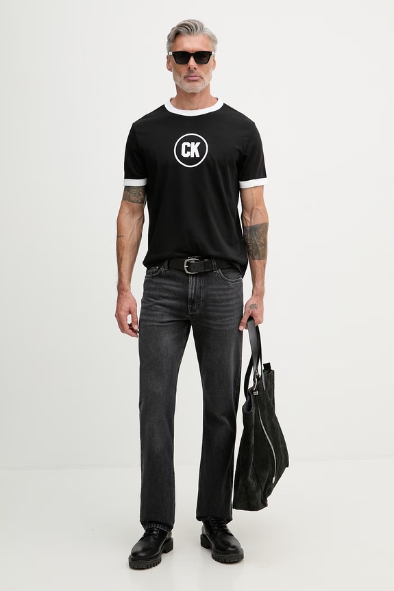 Calvin Klein Jeans tričko pánske bavlnené LV04RF821G čierna SS26