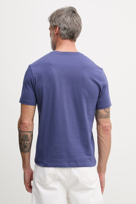Ρούχα United Colors of Benetton T-shirt Ανδρικό Βαμβακερός 39VFU1096 σκούρο μπλε