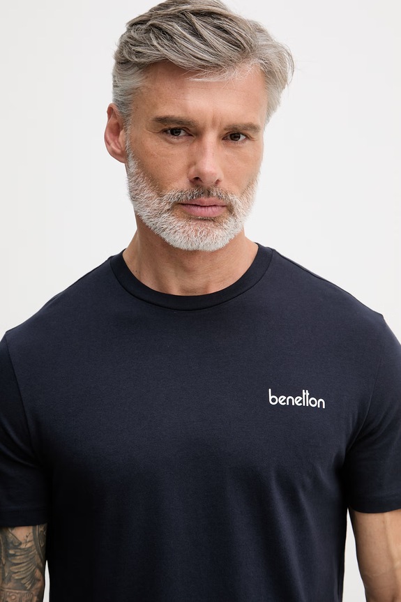 United Colors of Benetton T-shirt Ανδρικό βαμβακερό σκούρο μπλε 39VFU1096