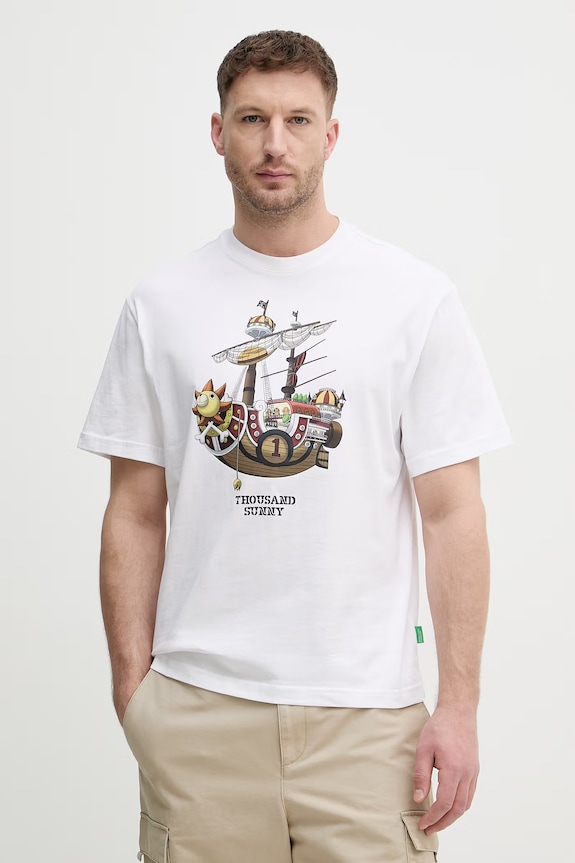 United Colors of Benetton t-shirt męski bawełniany ONE PIECE biały 3MI5U10BZ