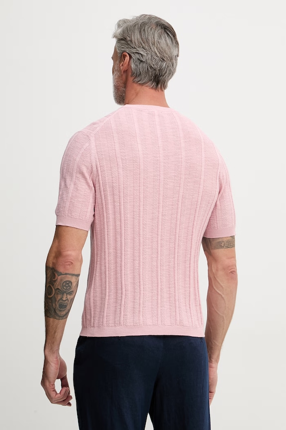 Îmbrăcăminte United Colors of Benetton tricou tricotat pentru bărbați, cu amestec de in 1DC3U10BL roz