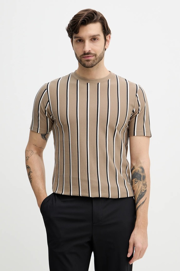 Lindbergh tricou din bumbac cu modele bej 30.400259