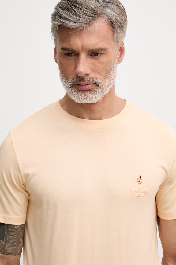 Lindbergh t-shirt męski bawełniany pomarańczowy 30.400299