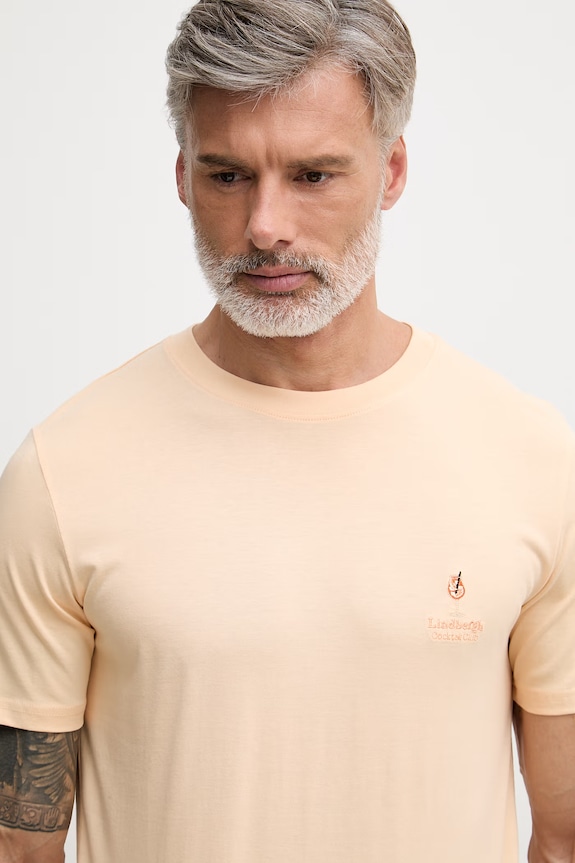 Lindbergh t-shirt męski bawełniany pomarańczowy 30.400299