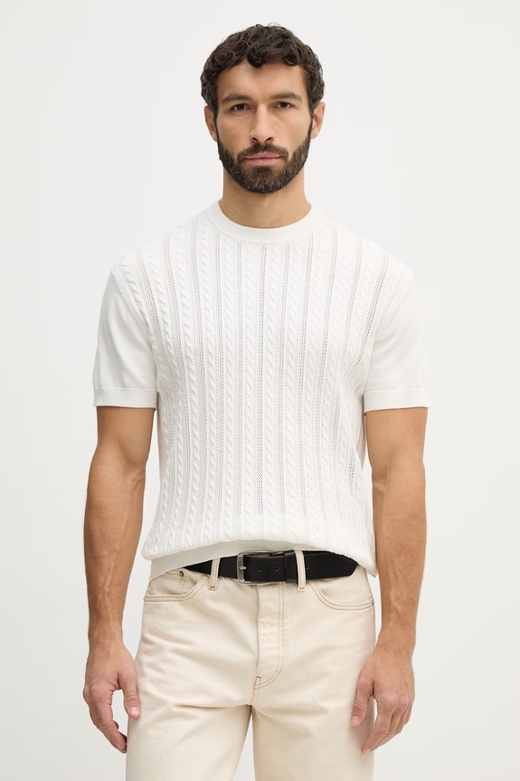 Lindbergh t-shirt bawełniany bawełna beżowy 30.804115