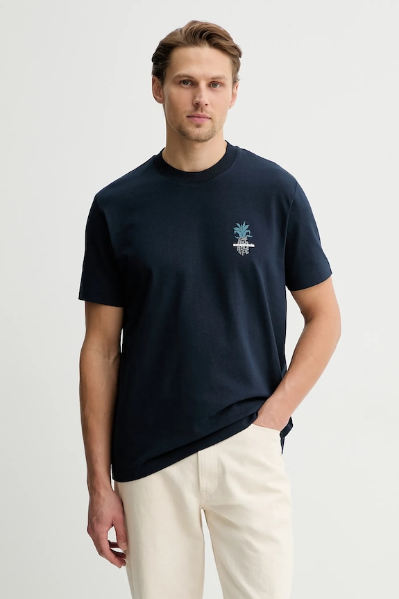 Marc O'Polo tricou din bumbac uni bleumarin 5000008133