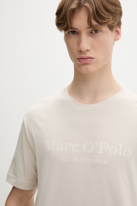 Marc O'Polo T-shirt męski bawełniany beżowy 5000012688