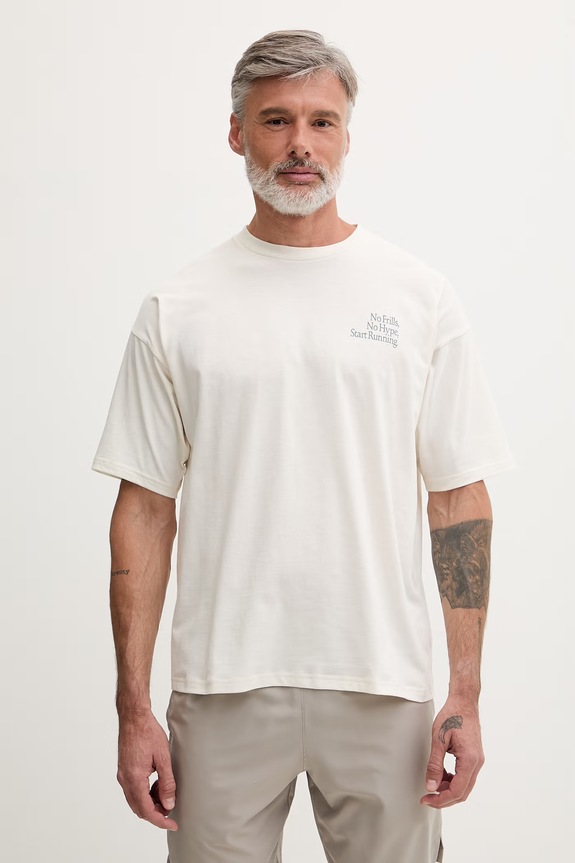 Îmbrăcăminte Asics tricou pentru alergat bărbătesc cu bumbac RUNNER MESSAGE 2031F321 bej