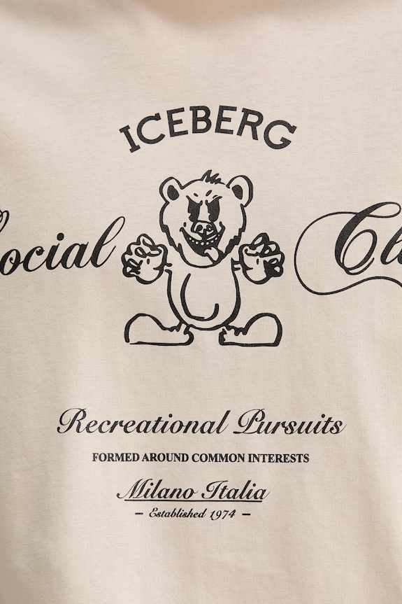 Βαμβακερό μπλουζάκι Iceberg F047.6306 μπεζ