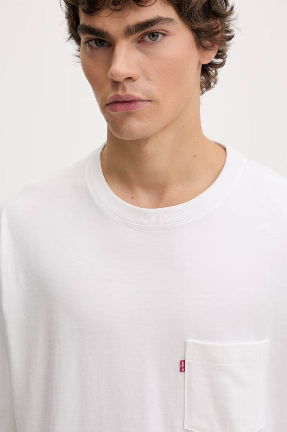 Βαμβακερό μπλουζάκι Levi's HALF SLV PKT μπεζ 005OB.0000
