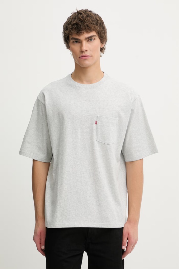 Βαμβακερό μπλουζάκι Levi's HALF SLV PKT βαμβάκι γκρί 005OB.0002