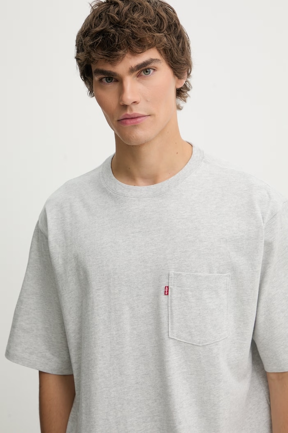 Βαμβακερό μπλουζάκι Levi's HALF SLV PKT γκρί 005OB.0002