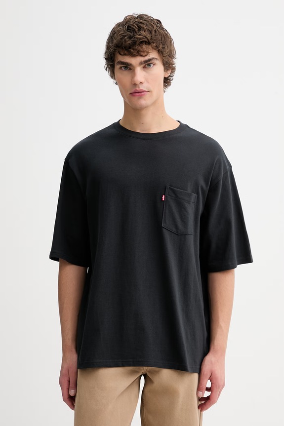 Βαμβακερό μπλουζάκι Levi's HALF SLV PKT βαμβάκι μαύρο 005OB.0003