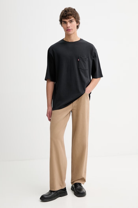 Βαμβακερό μπλουζάκι Levi's HALF SLV PKT 005OB.0003 μαύρο SS26