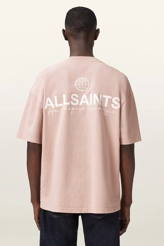 AllSaints t-shirt bawełniany EMBLEM M006PE różowy SS26