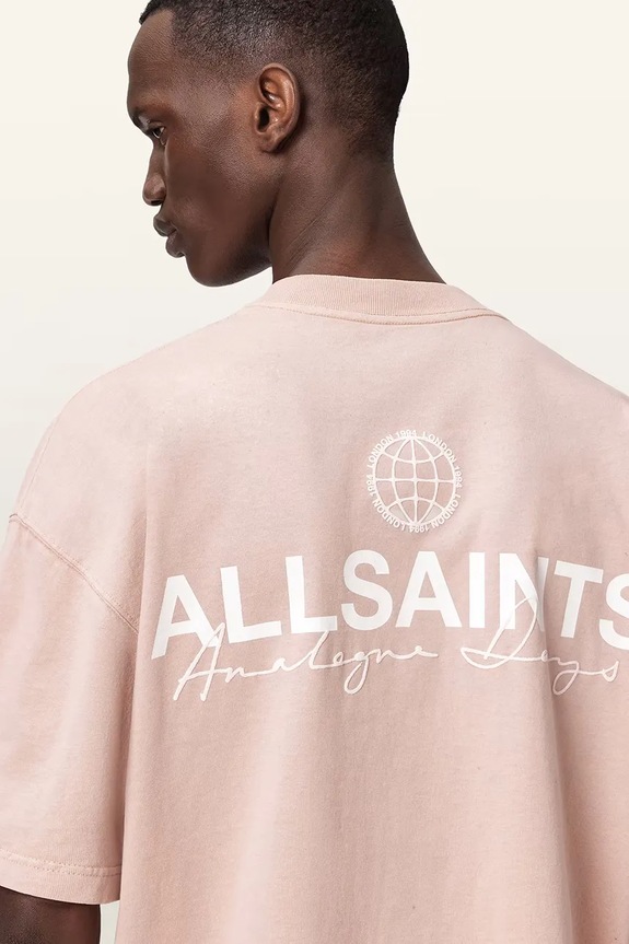 AllSaints t-shirt bawełniany EMBLEM M006PE różowy