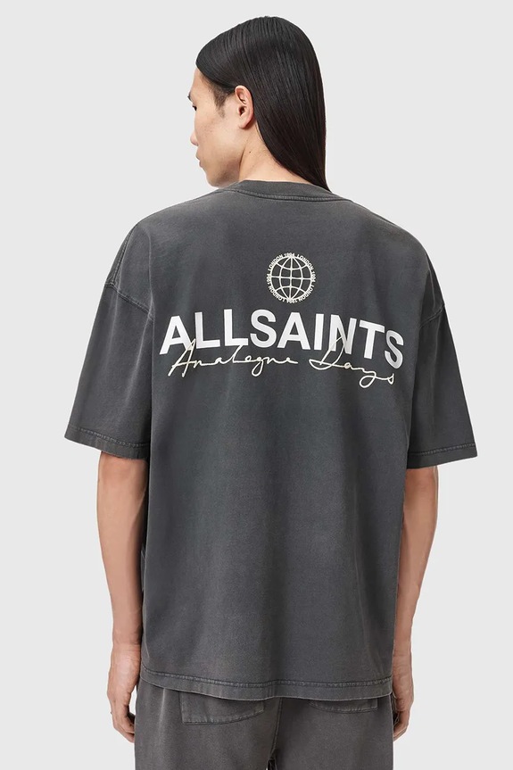 Bavlnené tričko AllSaints EMBLEM M006PE sivá SS26
