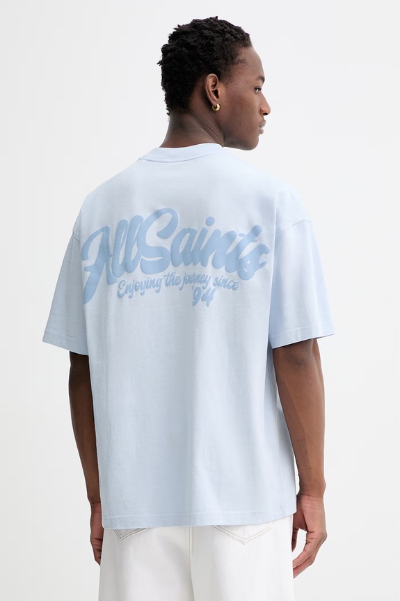 Odzież AllSaints t-shirt bawełniany ODYSSEY M008PE niebieski