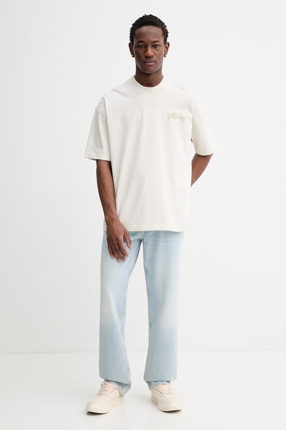 Βαμβακερό μπλουζάκι AllSaints ODYSSEY M008PE μπεζ SS26