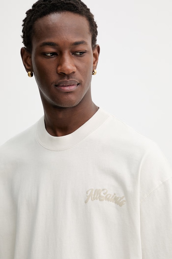 Βαμβακερό μπλουζάκι AllSaints ODYSSEY μπεζ M008PE