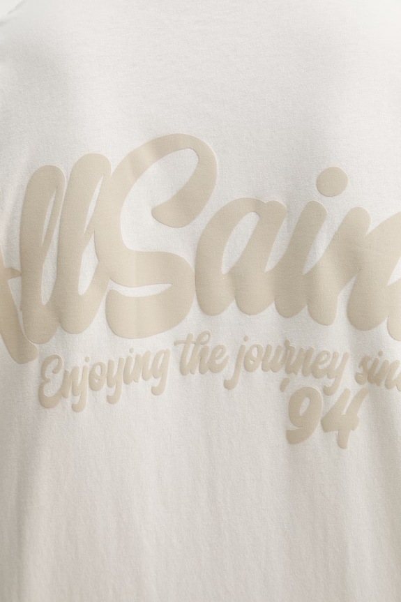 Βαμβακερό μπλουζάκι AllSaints ODYSSEY M008PE μπεζ