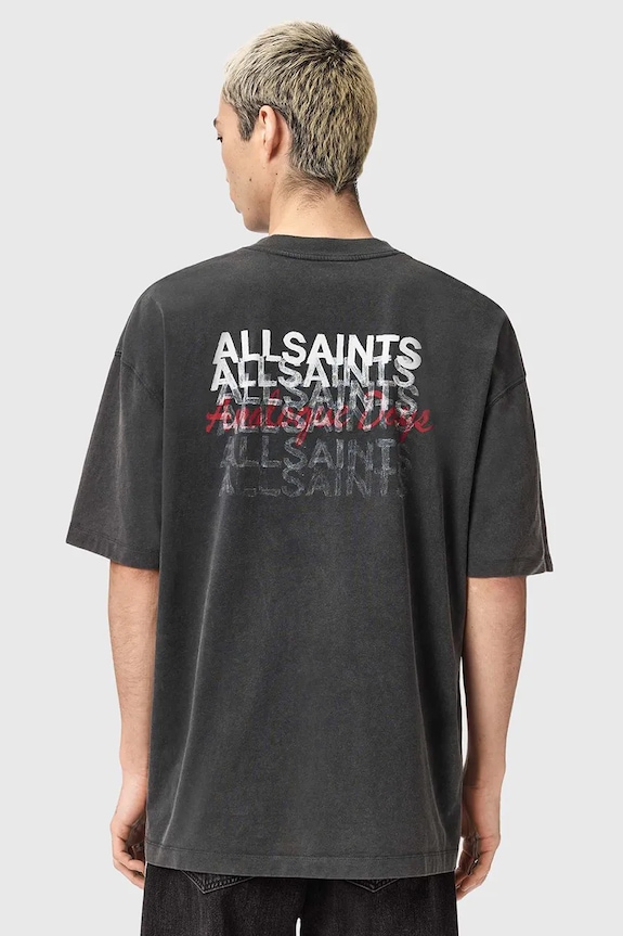 Bavlnené tričko AllSaints GRAPHENE M013PE čierna SS26
