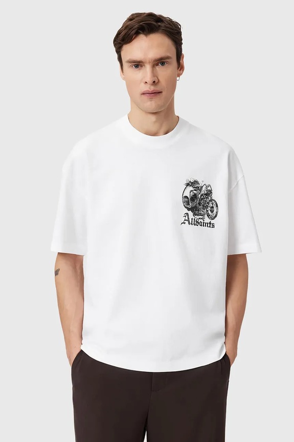 Βαμβακερό μπλουζάκι AllSaints PANHEAD M021PE λευκό SS26