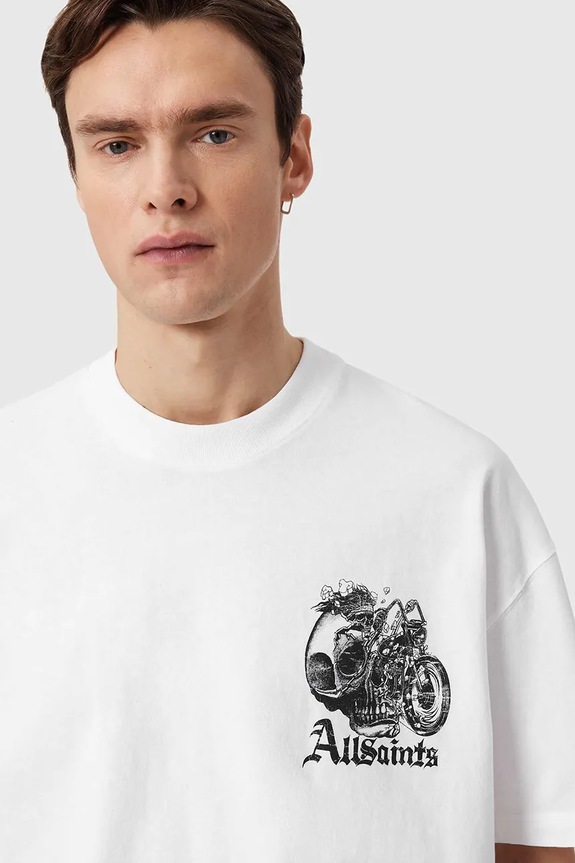 Βαμβακερό μπλουζάκι AllSaints PANHEAD λευκό M021PE