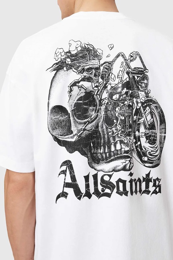 Βαμβακερό μπλουζάκι AllSaints PANHEAD M021PE λευκό
