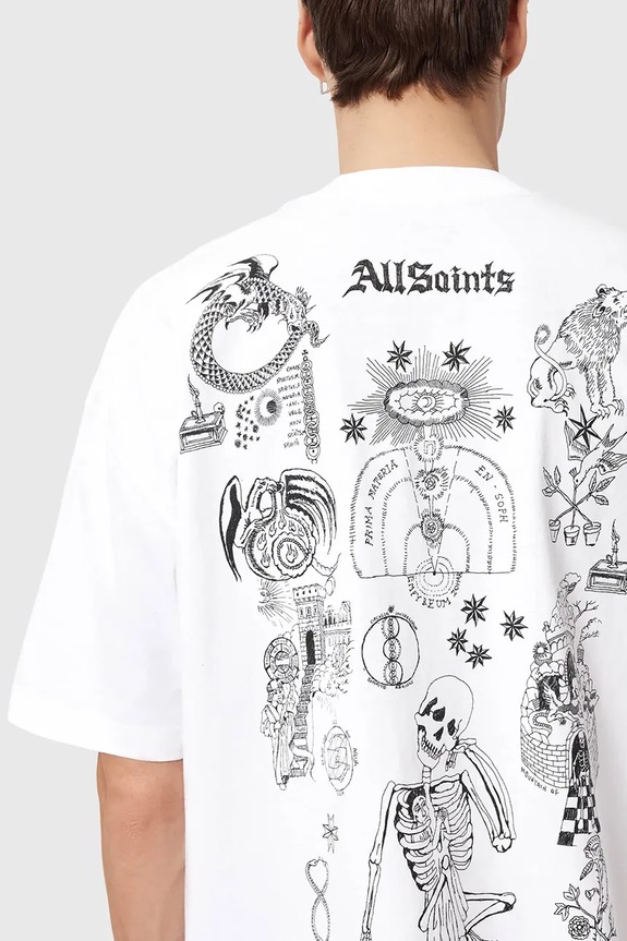 Βαμβακερό μπλουζάκι AllSaints TERRA M023PE λευκό