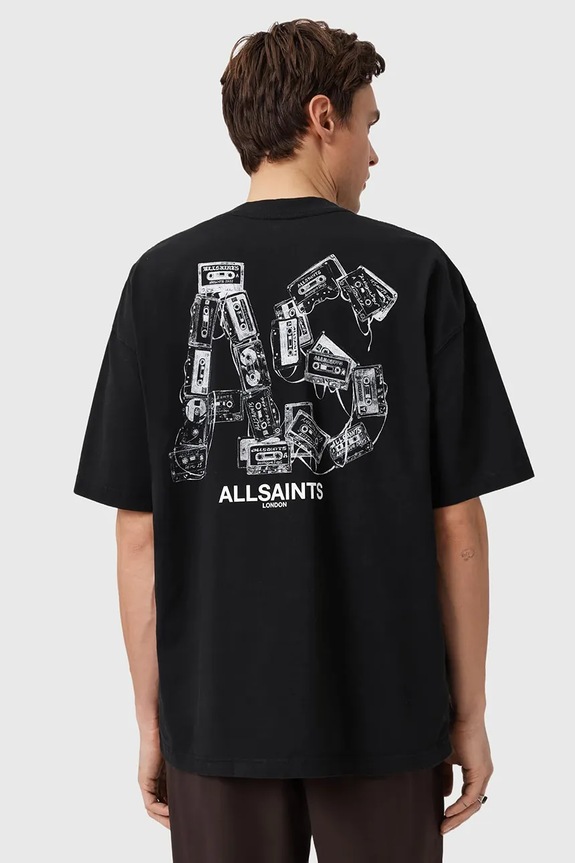 AllSaints tricou din bumbac MIXTAPE print negru M031PE