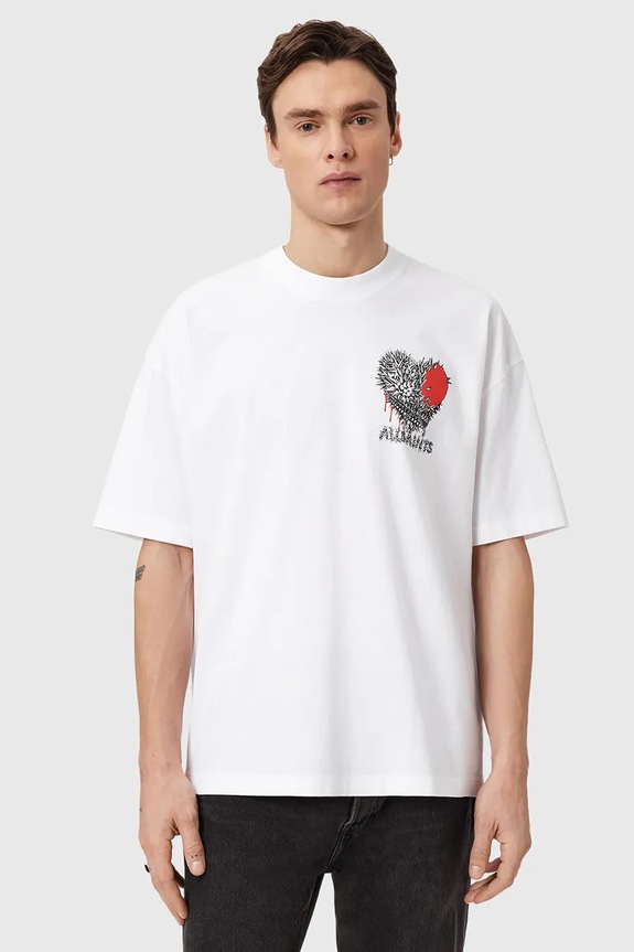 Βαμβακερό μπλουζάκι AllSaints CHASTE M042PE λευκό SS26
